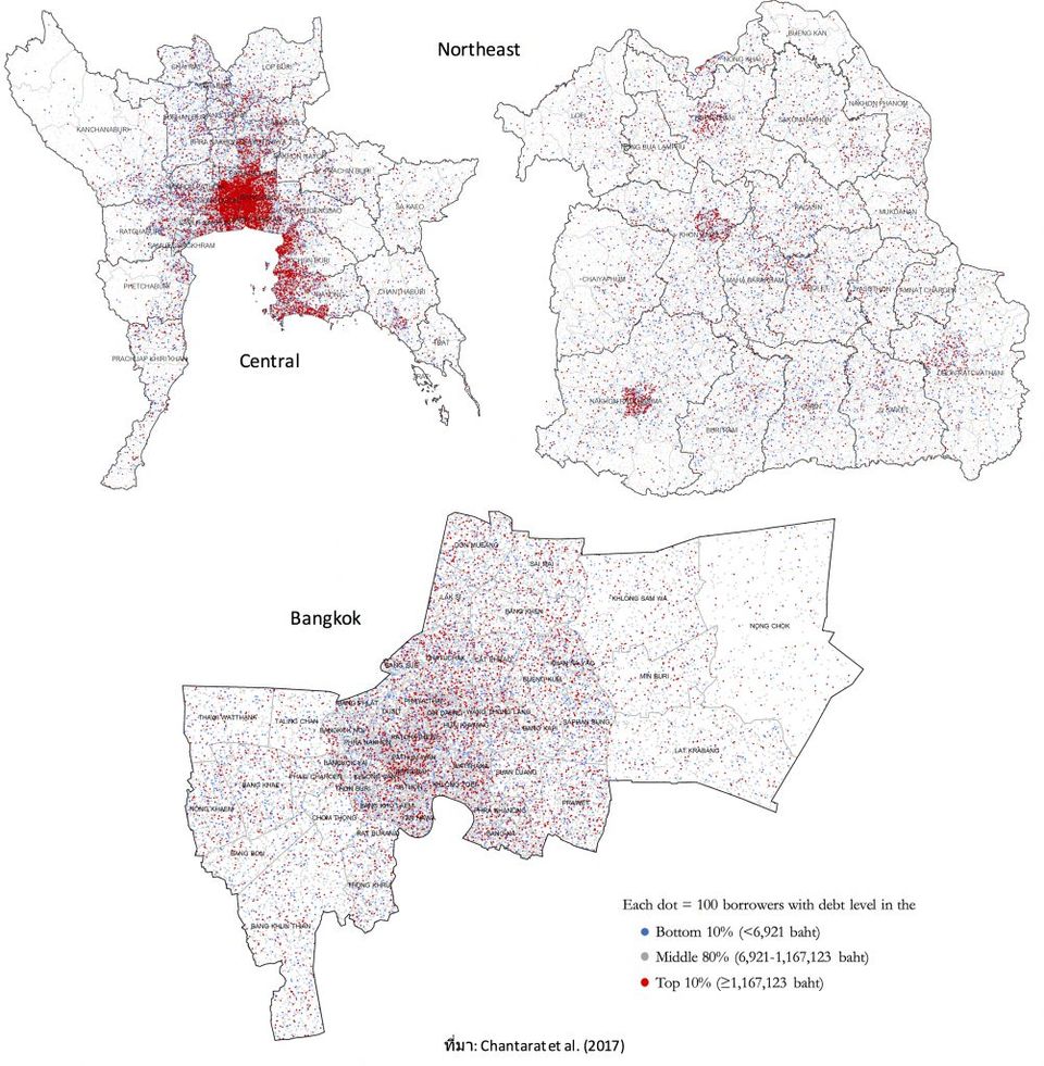การกระจายตัวของหนี้ครัวเรือนรายพื้นที่