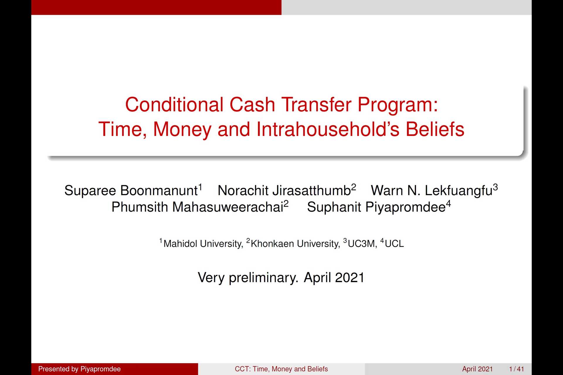 Conditional Cash Transfer Program: Time, Money and Intrahousehold’s Beliefs